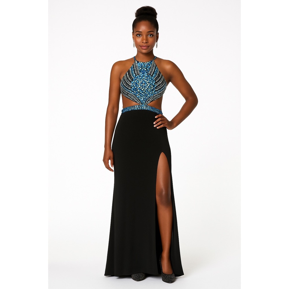 Cinderella Divine Black Beaded Cutout Gown – Size 8
